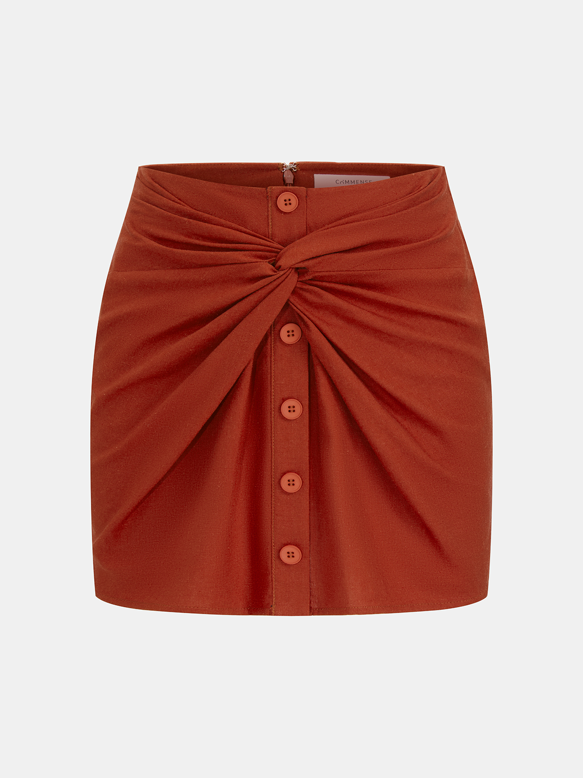 Linen-Blend Knot-Front Shirt & Mini Skirt Set-Chicvia