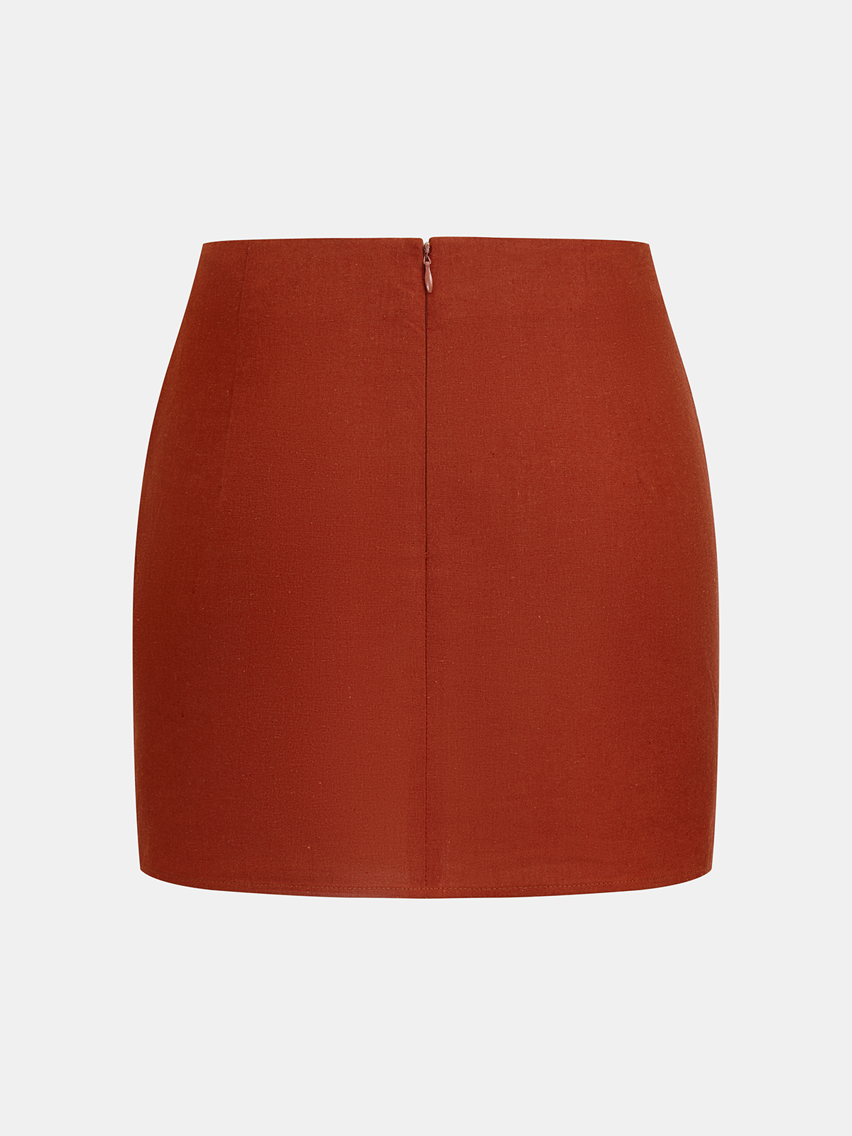 Linen-Blend Knot-Front Shirt & Mini Skirt Set-Chicvia