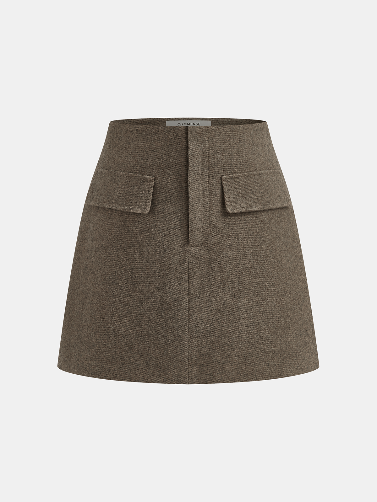 Decorative Pocket Tweed Mini Skirt-Chicvia
