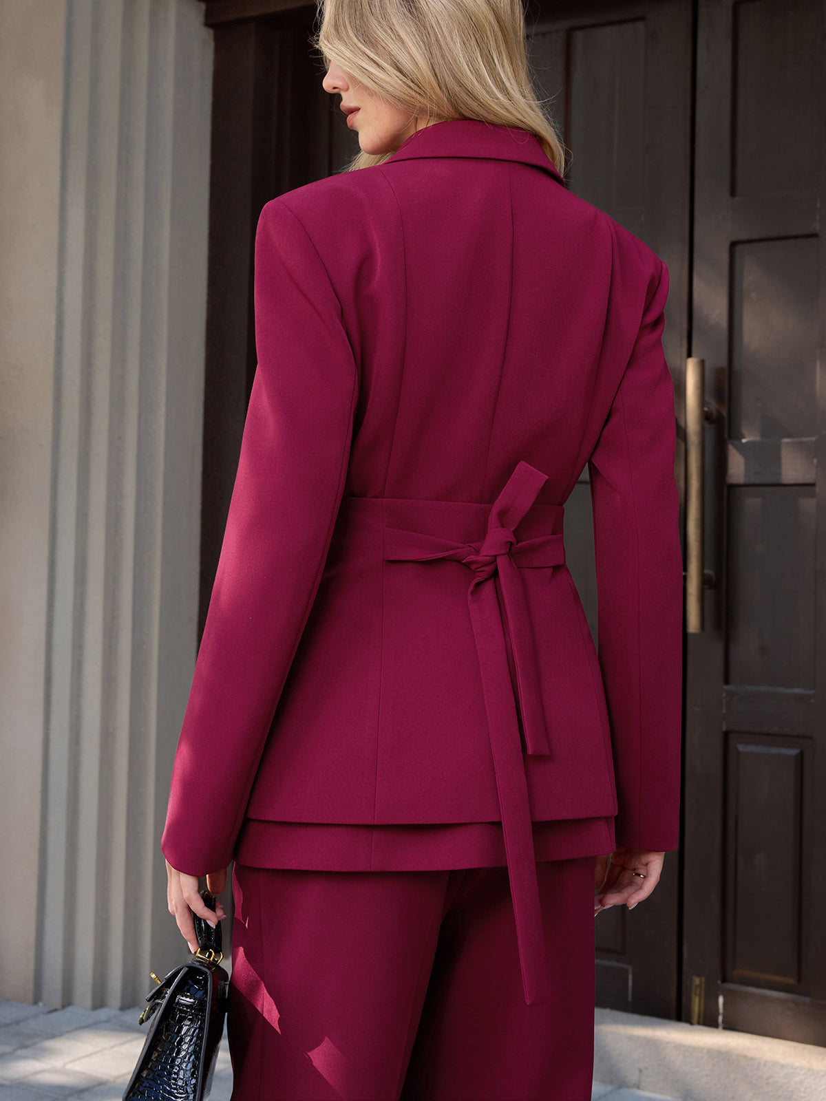 Button-Front Corset & Blazer Two-Piece Set-Chicvia