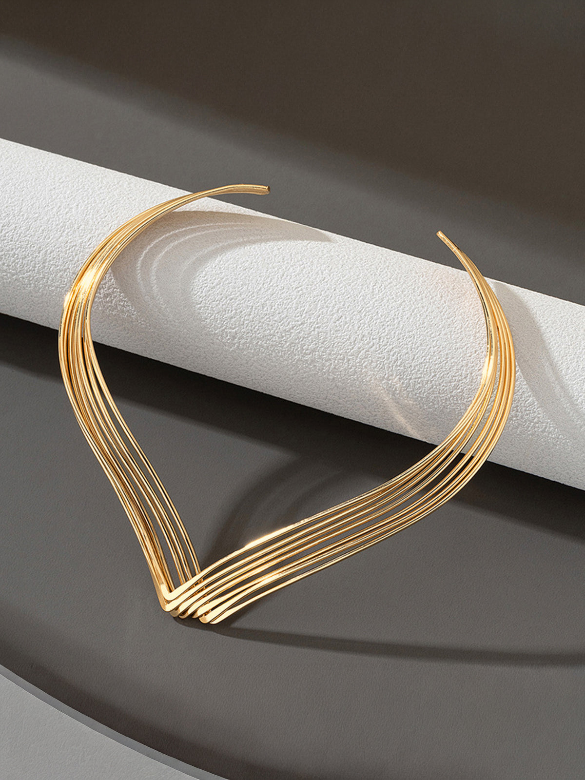 Multi-Strand V-Shaped Choker Necklace-Chicvia