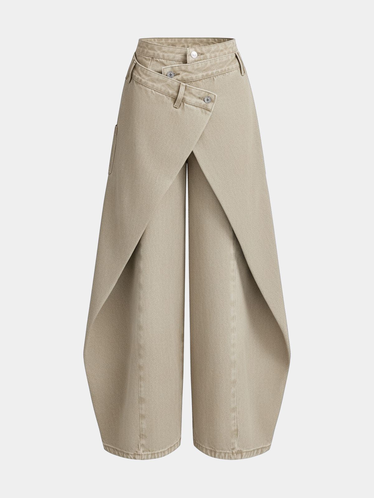 Cross-Front Wide-Leg Jeans-Chicvia