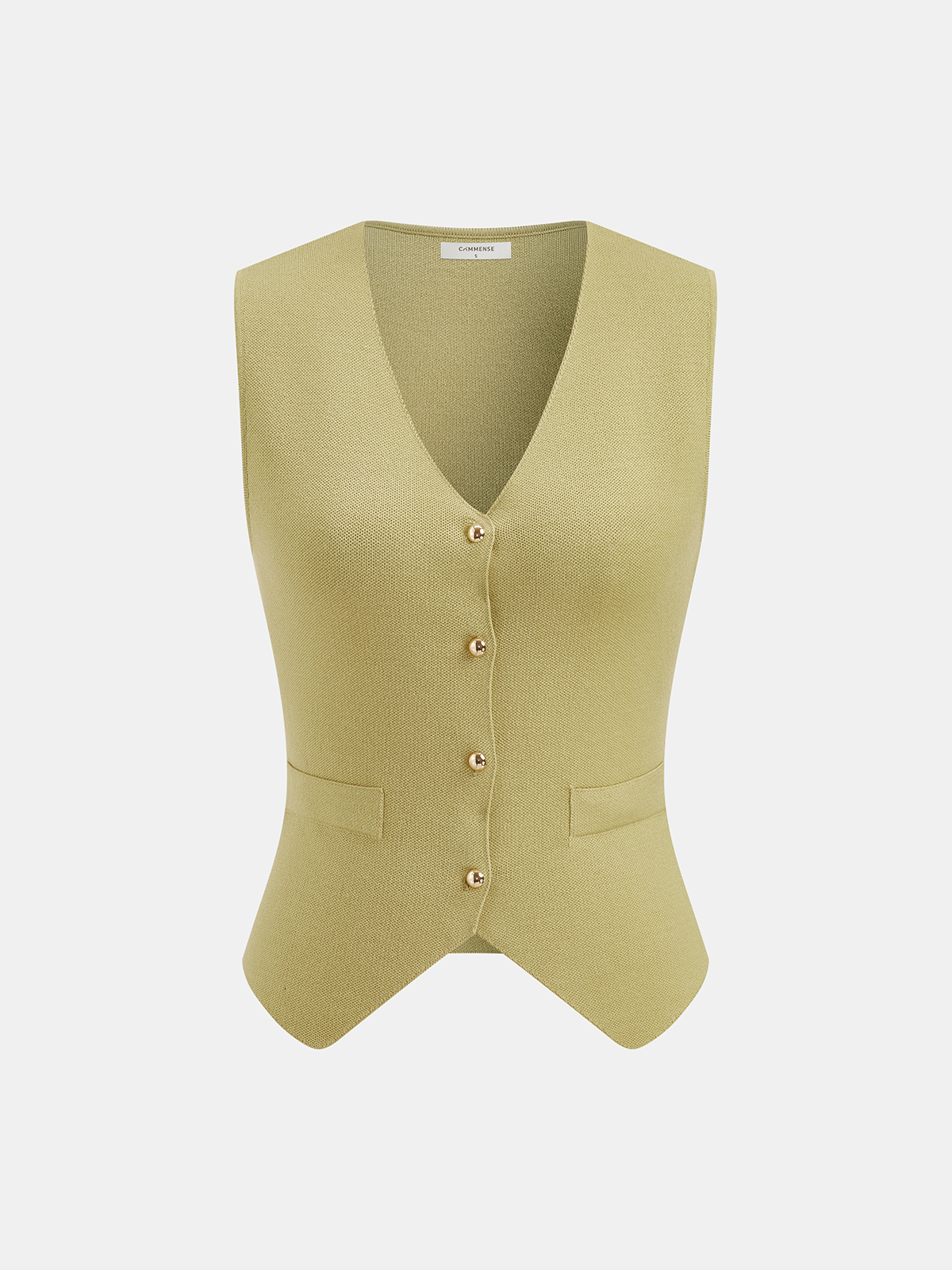 Metal Button Knit Vest & Midi Skirt Set-Chicvia