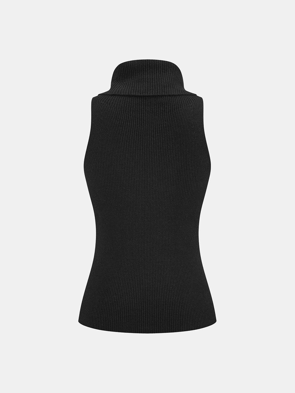 Ribbed Sleeveless Turtleneck Top-Chicvia