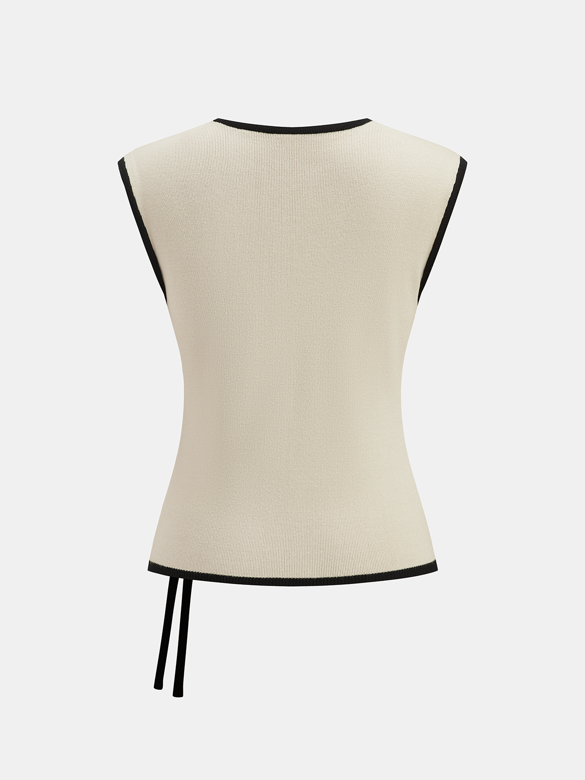 Contrast Trim Sleeveless Knit Top-Chicvia