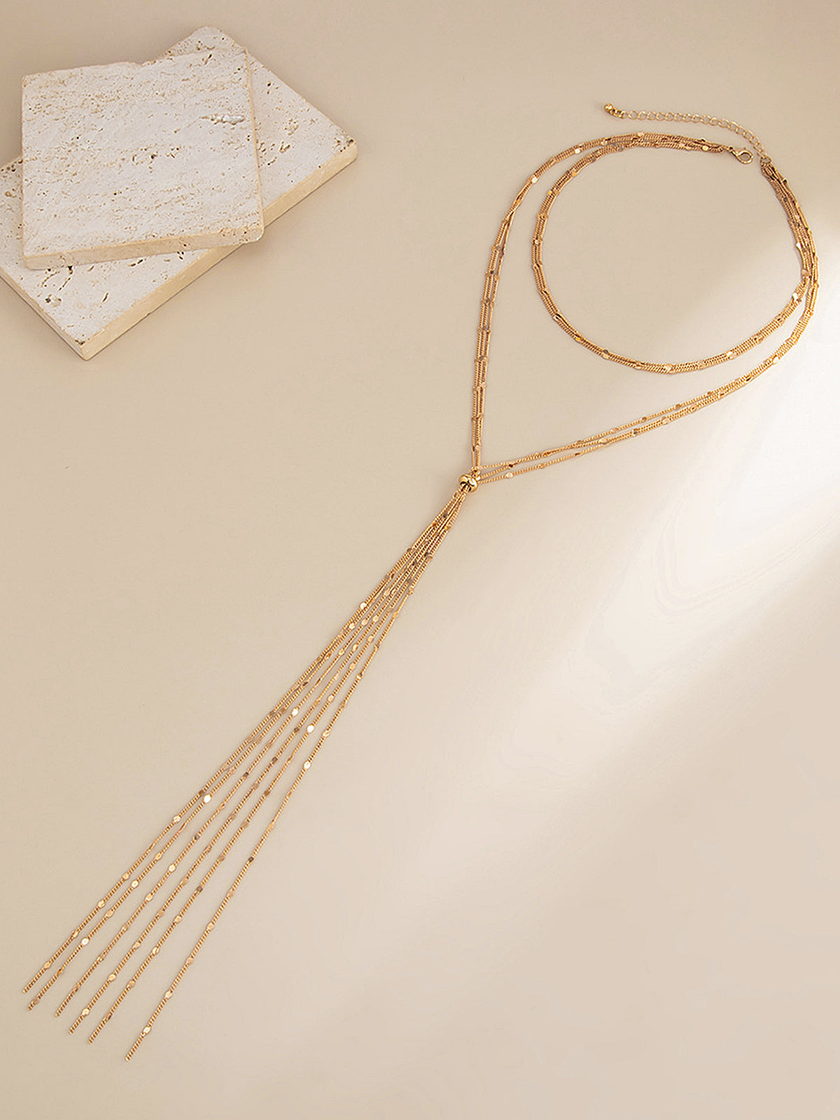 Layered Y-Shaped Tassel Necklace-Chicvia