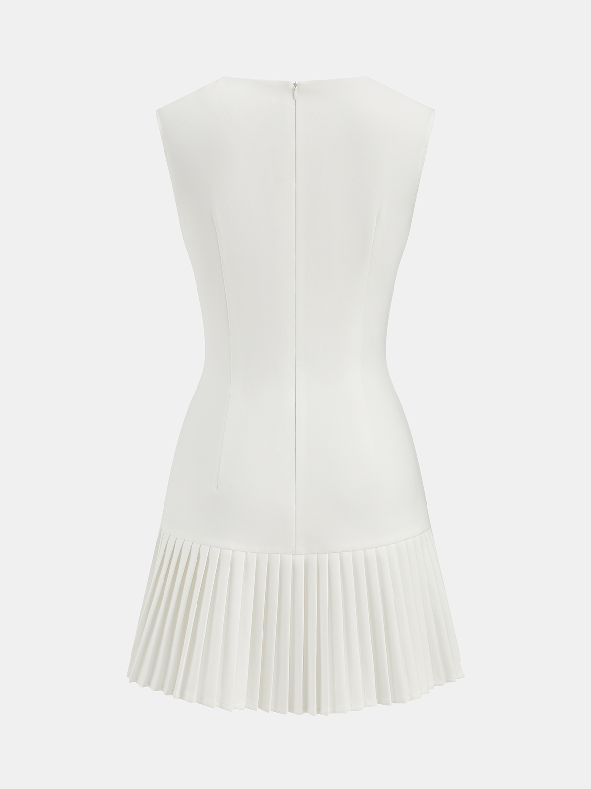 Metal Detail Sleeveless Pleated Mini Dress-Chicvia