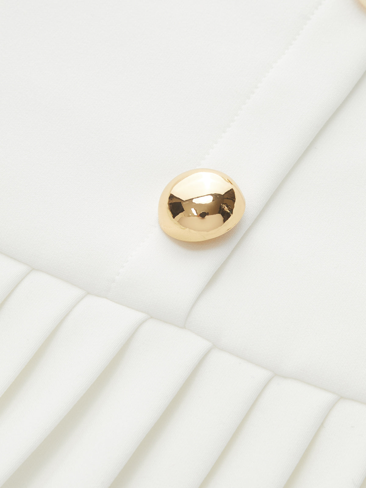 Metal Detail Sleeveless Pleated Mini Dress-Chicvia