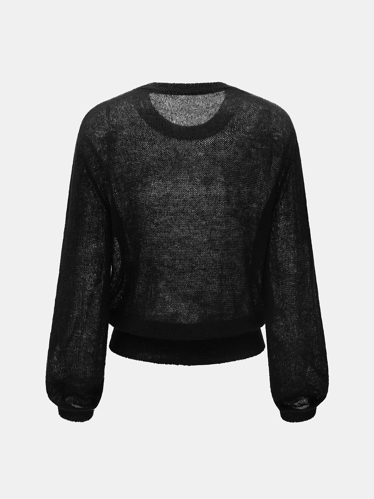 Floral Embroidered Wool-Blend Sheer Sweater-Chicvia