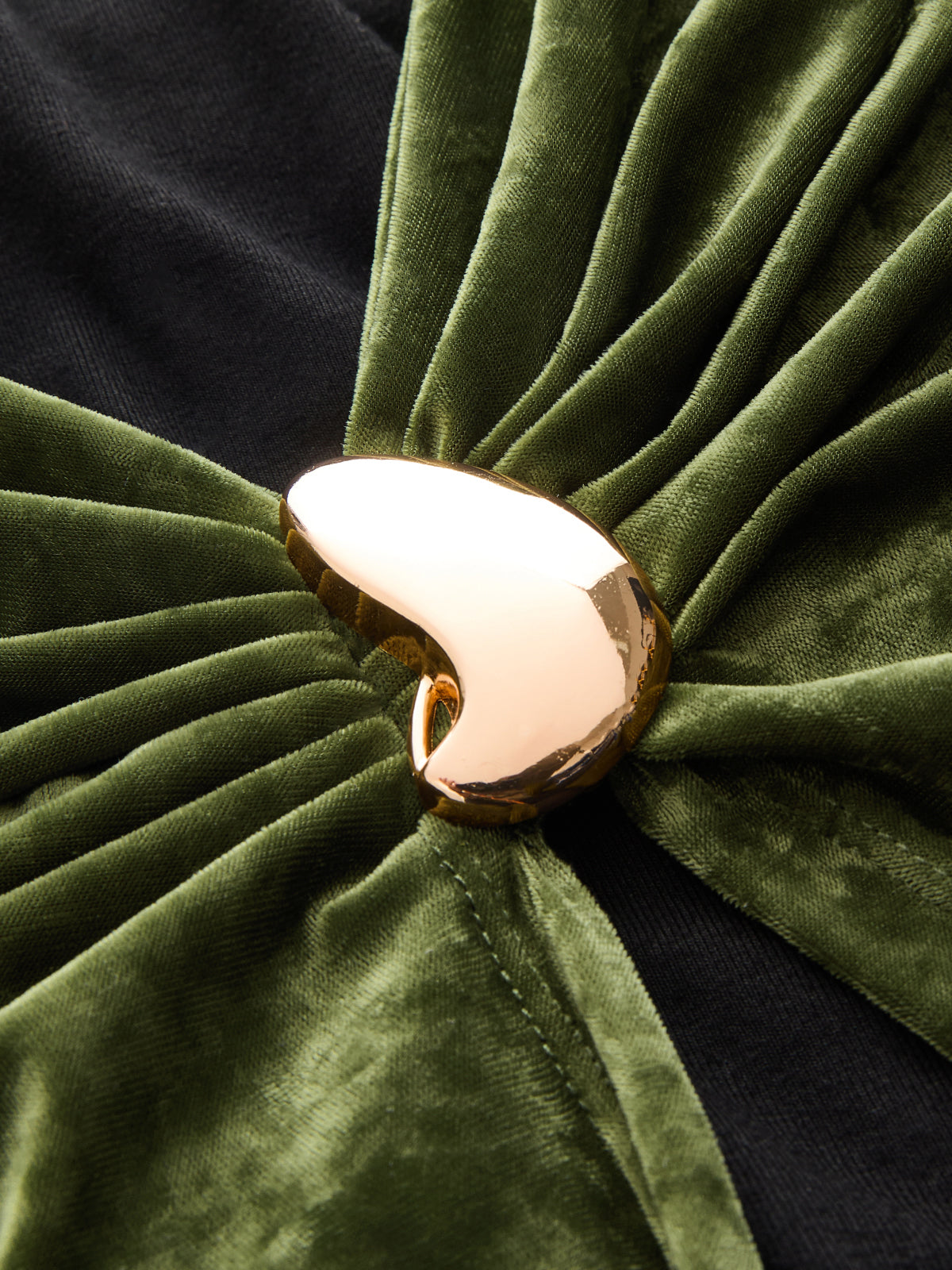 Metal Detail Color-Block Velvet Panel Dress-Chicvia