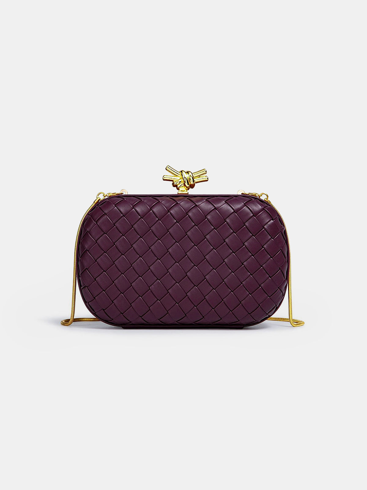 Knot Closure Woven Clutch Bag-Chicvia