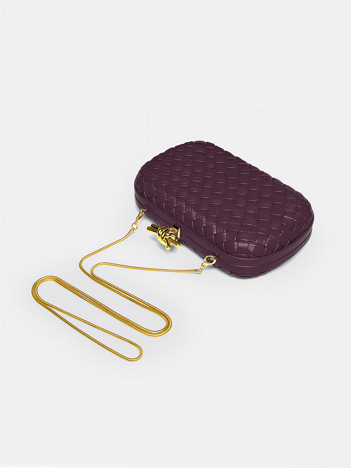 Knot Closure Woven Clutch Bag-Chicvia