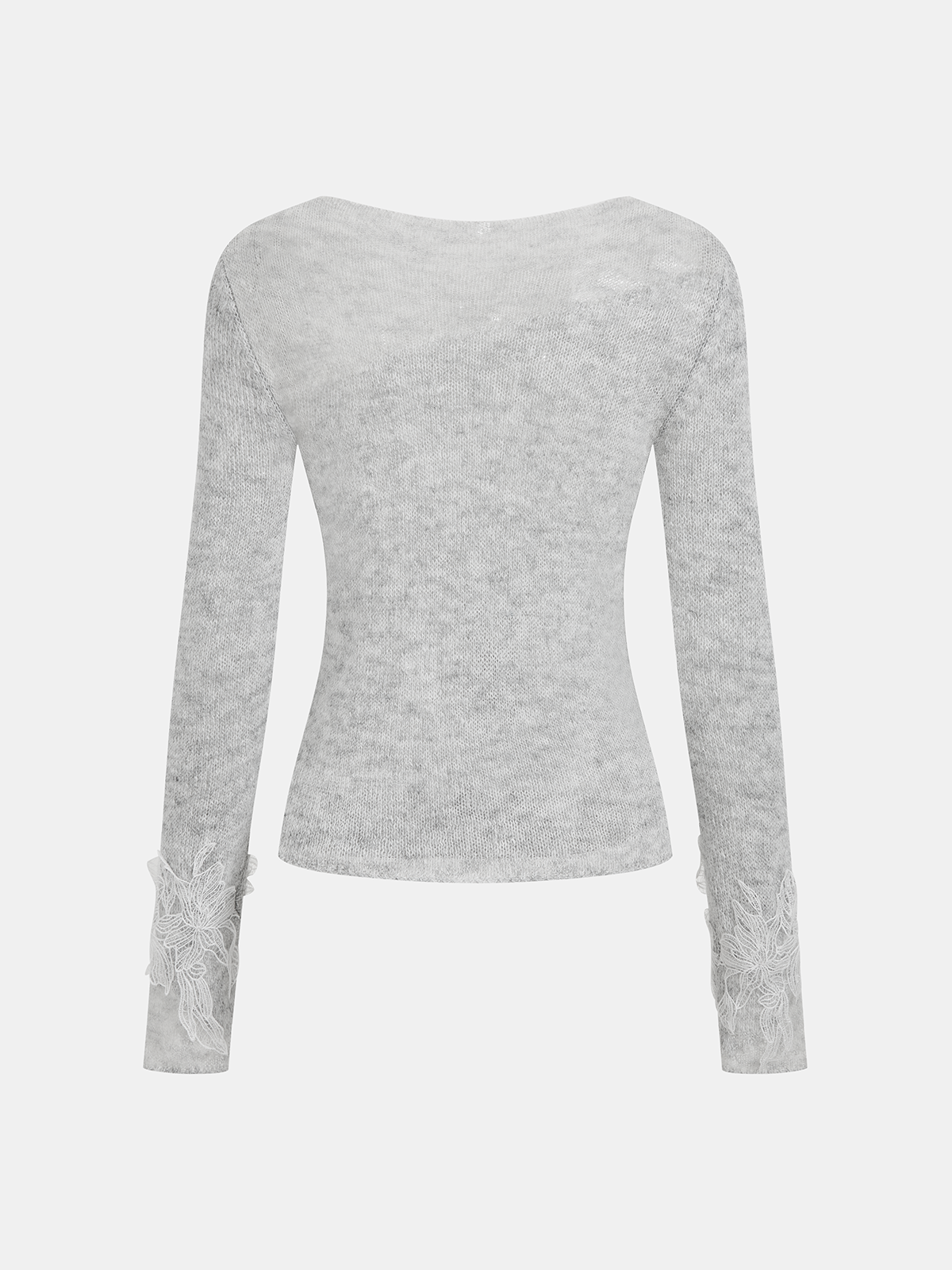 Floral Embroidery Wool-Blend Knit Top-Chicvia