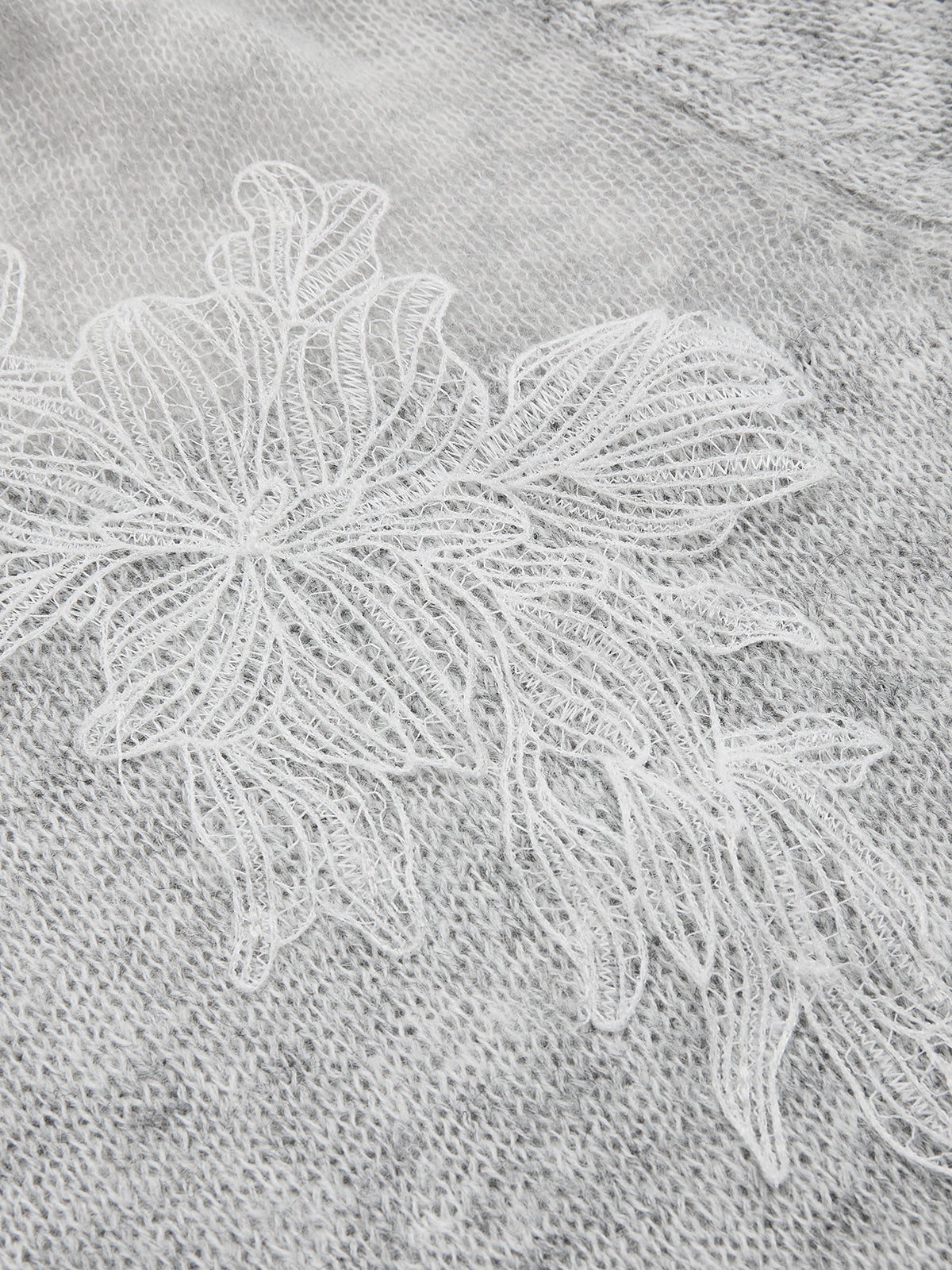 Floral Embroidery Wool-Blend Knit Top-Chicvia