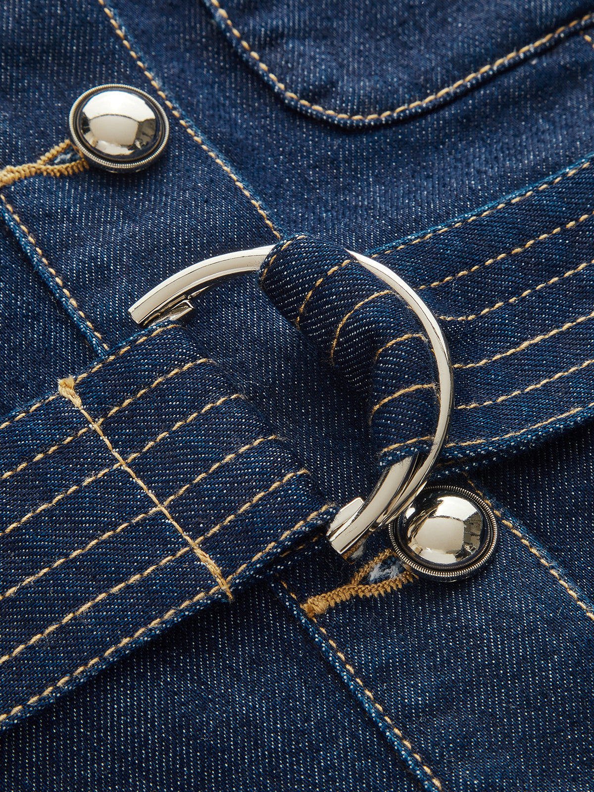 Denim Belted Sleeveless Vest-Chicvia