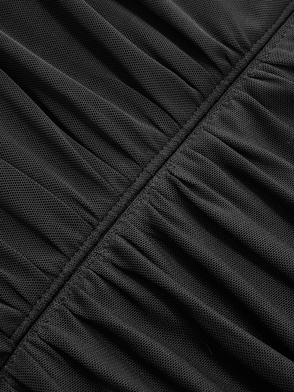 Draped Mesh Cape Sleeve Maxi Dress-Chicvia