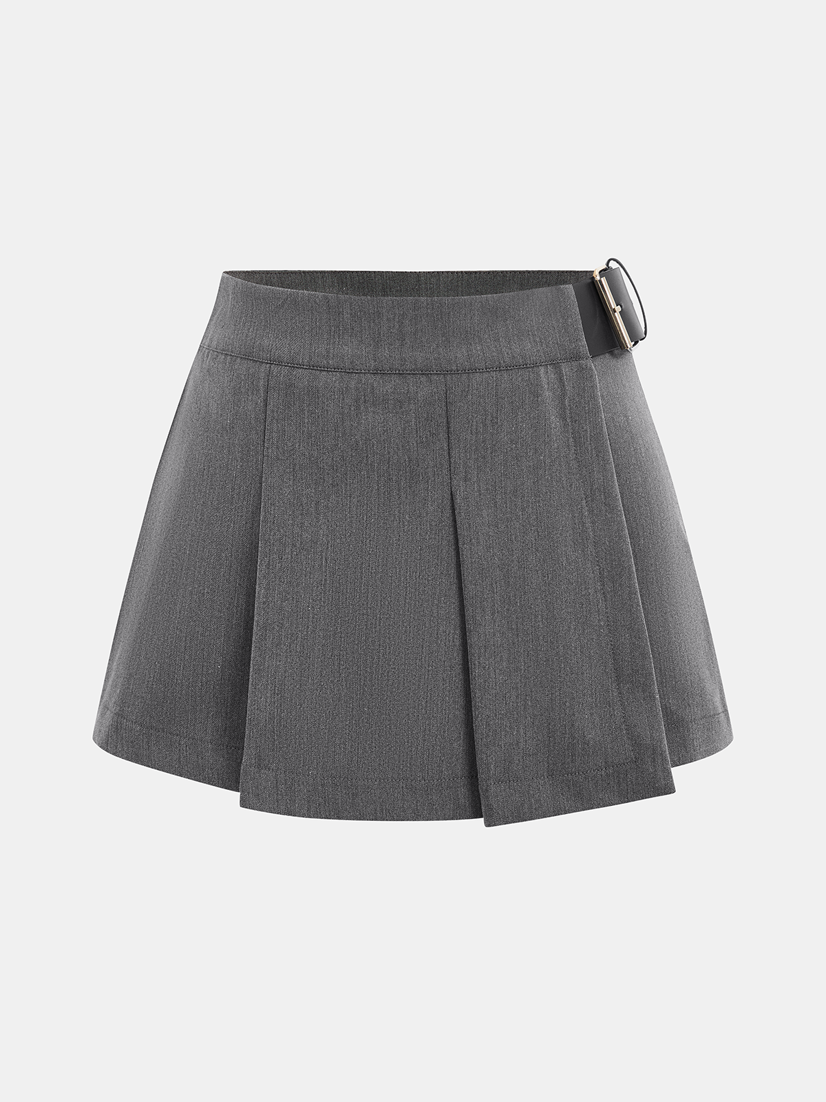 Buckle Detail Pleated Skort-Chicvia