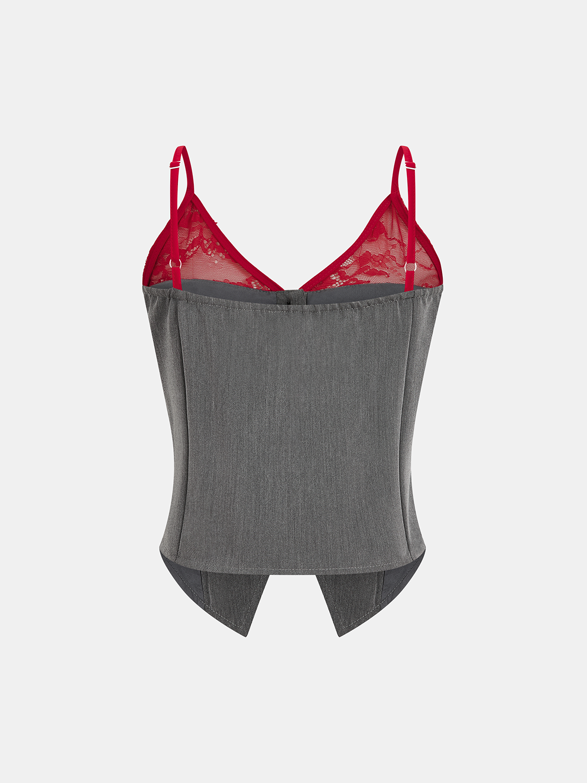 Contrast Lace Cami Vest & Pants Set with Scarf-Chicvia