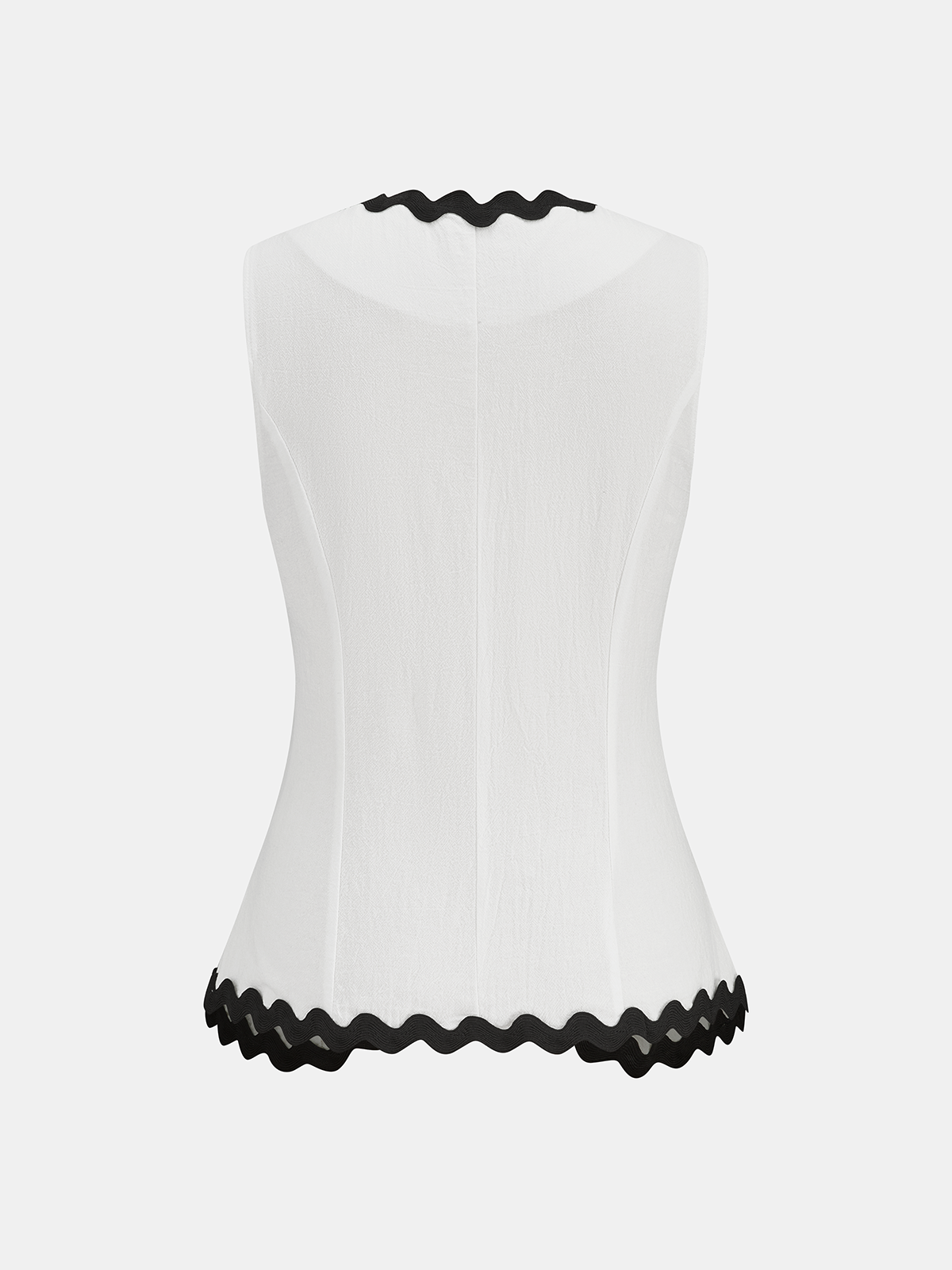 Contrast Wave Trim Vest & Maxi Skirt Set-Chicvia