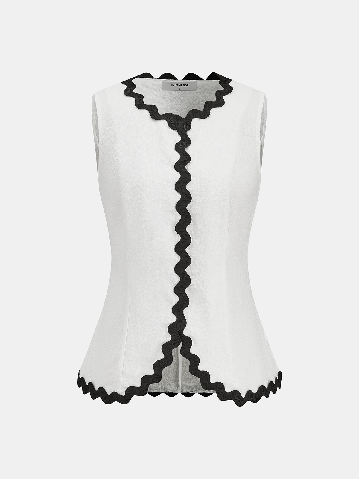 Contrast Wave Trim Vest & Maxi Skirt Set-Chicvia