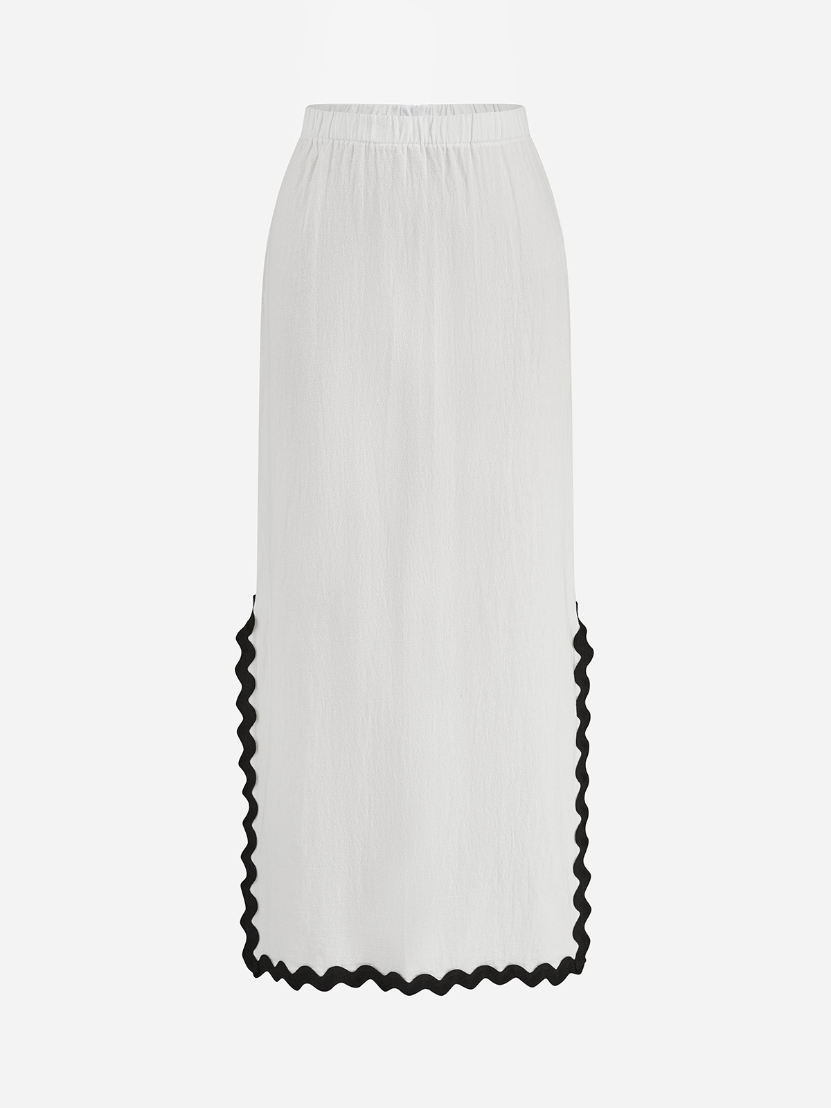 Contrast Wave Trim Vest & Maxi Skirt Set-Chicvia