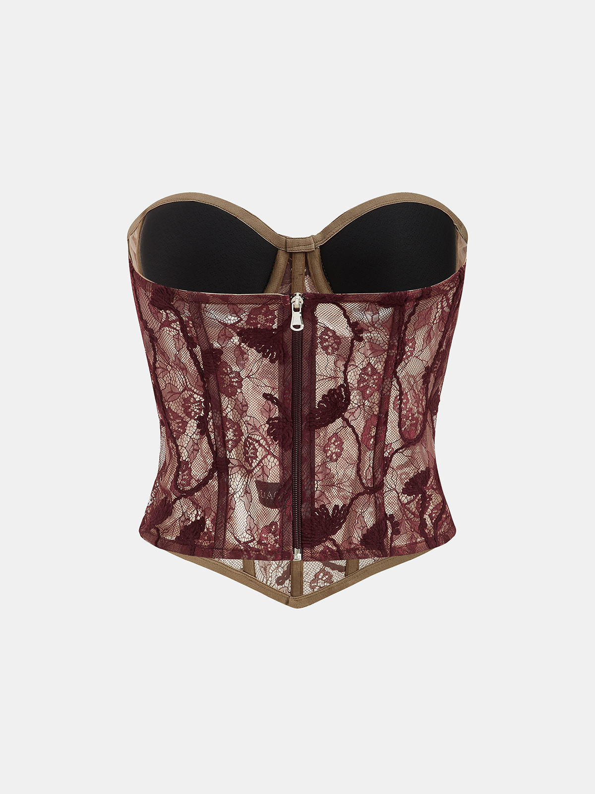 Floral Lace Strapless Corset Top-Chicvia