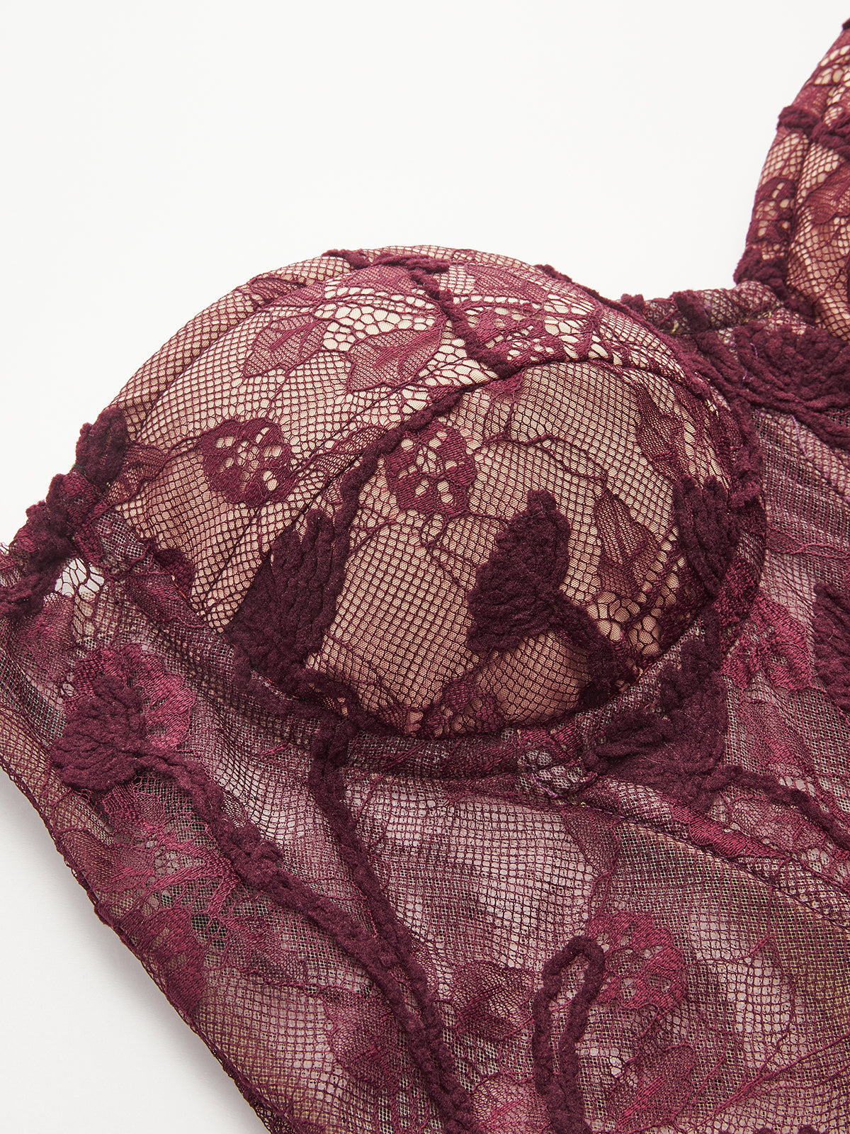 Floral Lace Strapless Corset Top-Chicvia