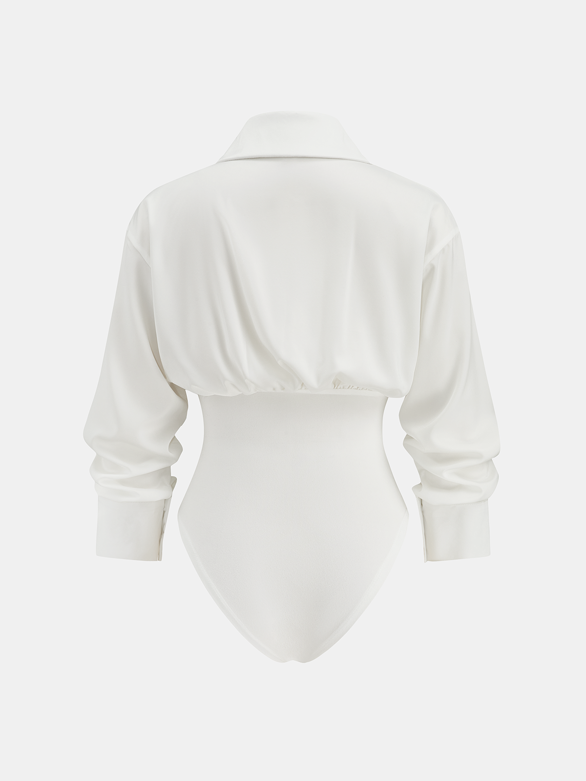 Cinched Waist Shirt Bodysuit-Chicvia