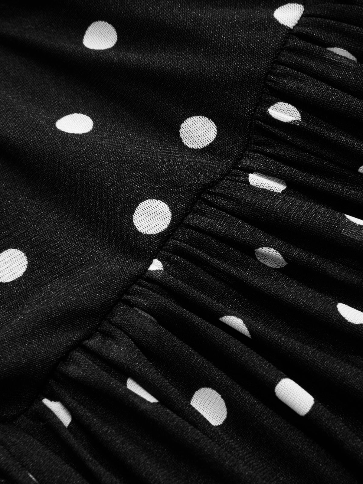 Polka Dot Sheer-Mesh Ruched Maxi Dress-Chicvia