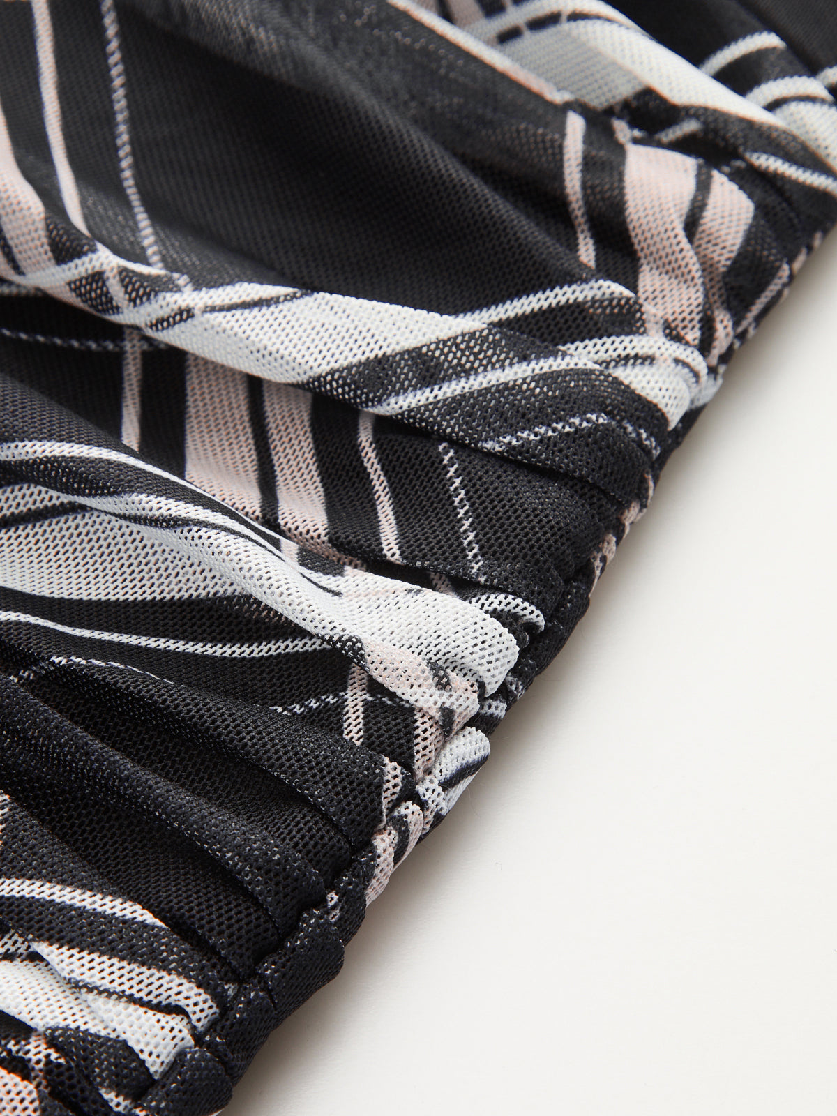 Mock Neck Ruffle Sheer Plaid Mini Dress-Chicvia