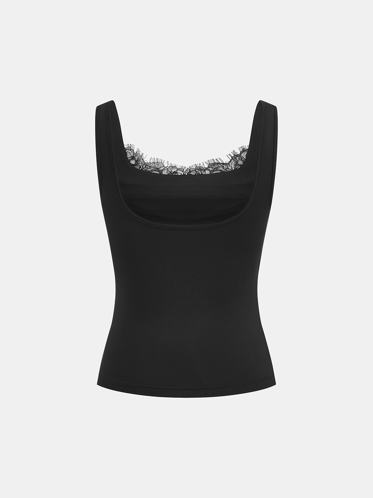 Lace Trim Square-Neck Tank Top-Chicvia
