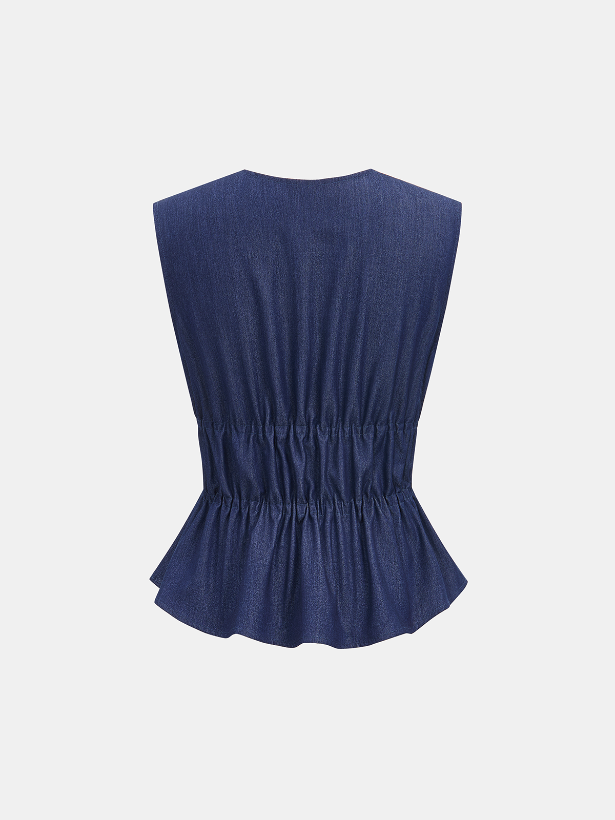 Faux Denim Tie-Waist Vest & Pants Set-Chicvia