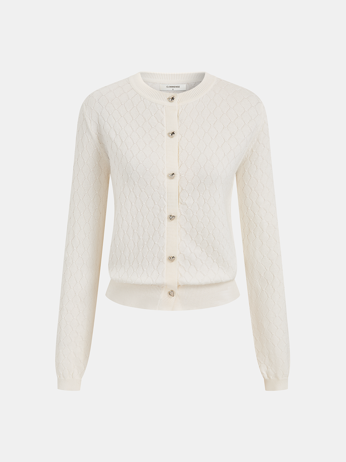 Heart Button Crochet Openwork Knit Cardigan-Chicvia