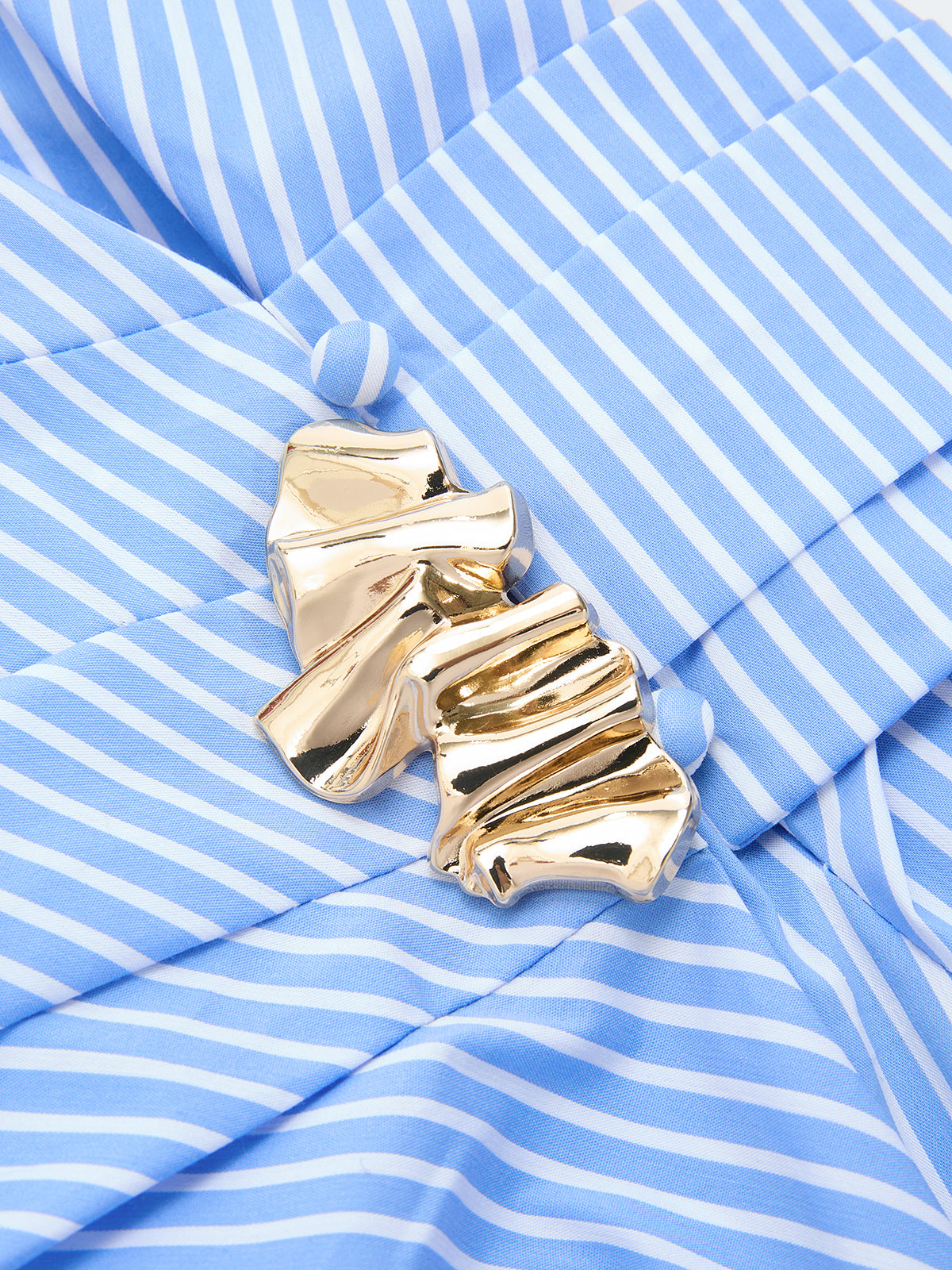 Metal Detail Flared Sleeve Striped Top-Chicvia