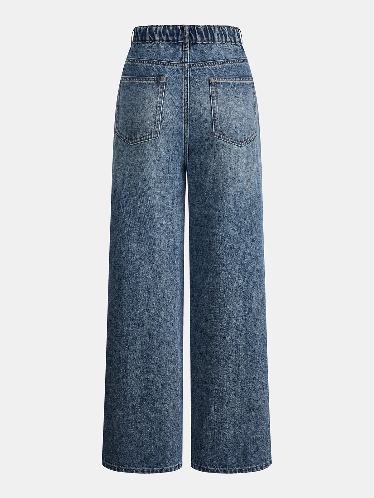 Drawstring Straight-Leg Denim Pants-Chicvia