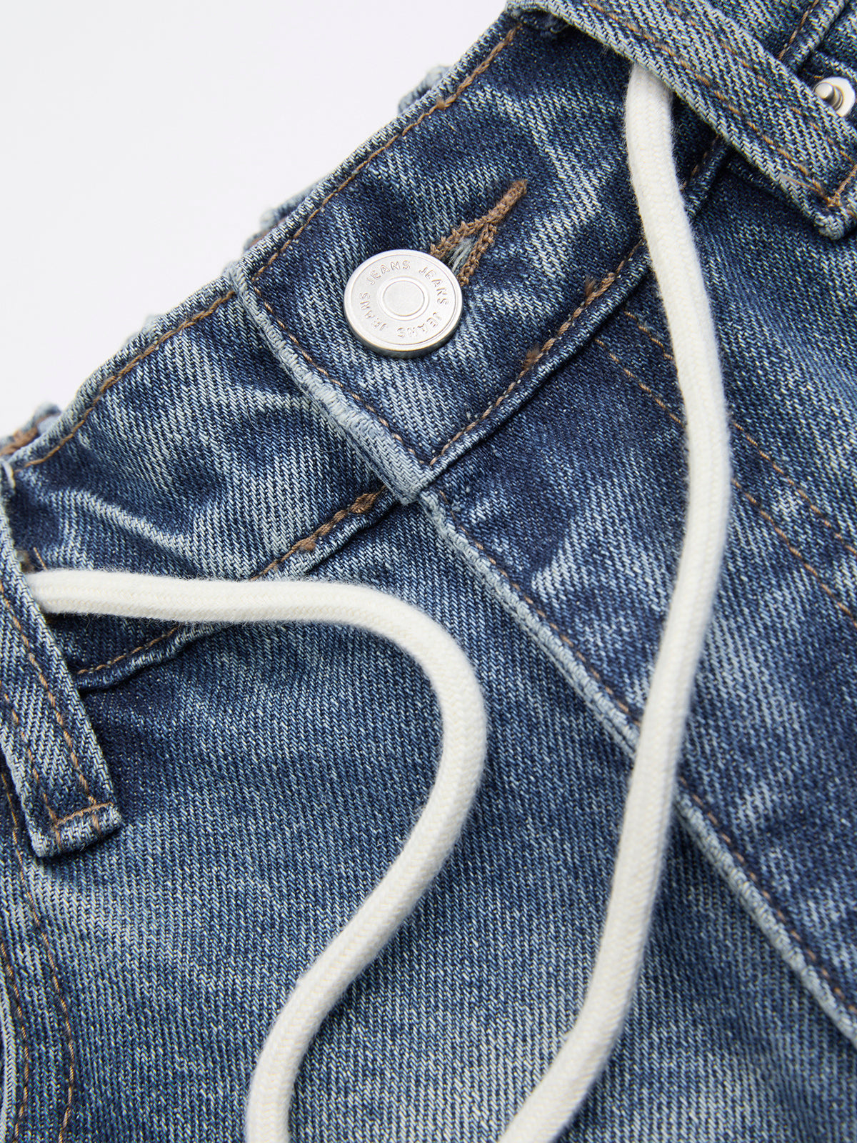 Drawstring Straight-Leg Denim Pants-Chicvia