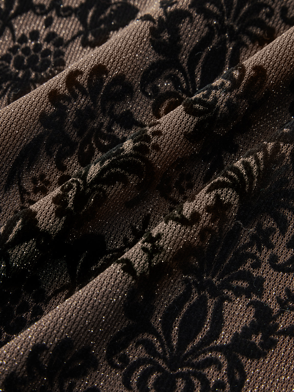 Damask Print Mock Neck T-Shirt-Chicvia