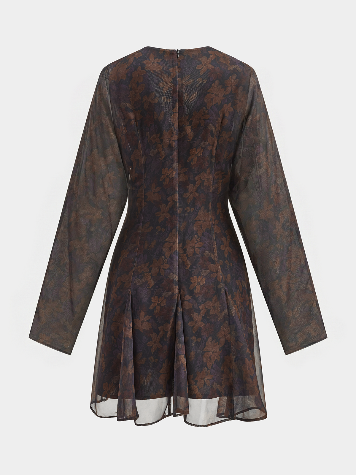 Lace Trim Vintage Floral Chiffon Dress-Chicvia