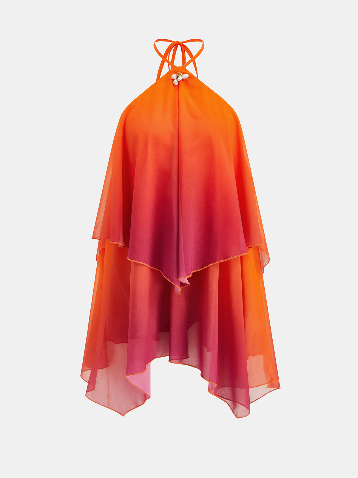 Halter Shell-Embellished Gradient Mini Dress-Chicvia