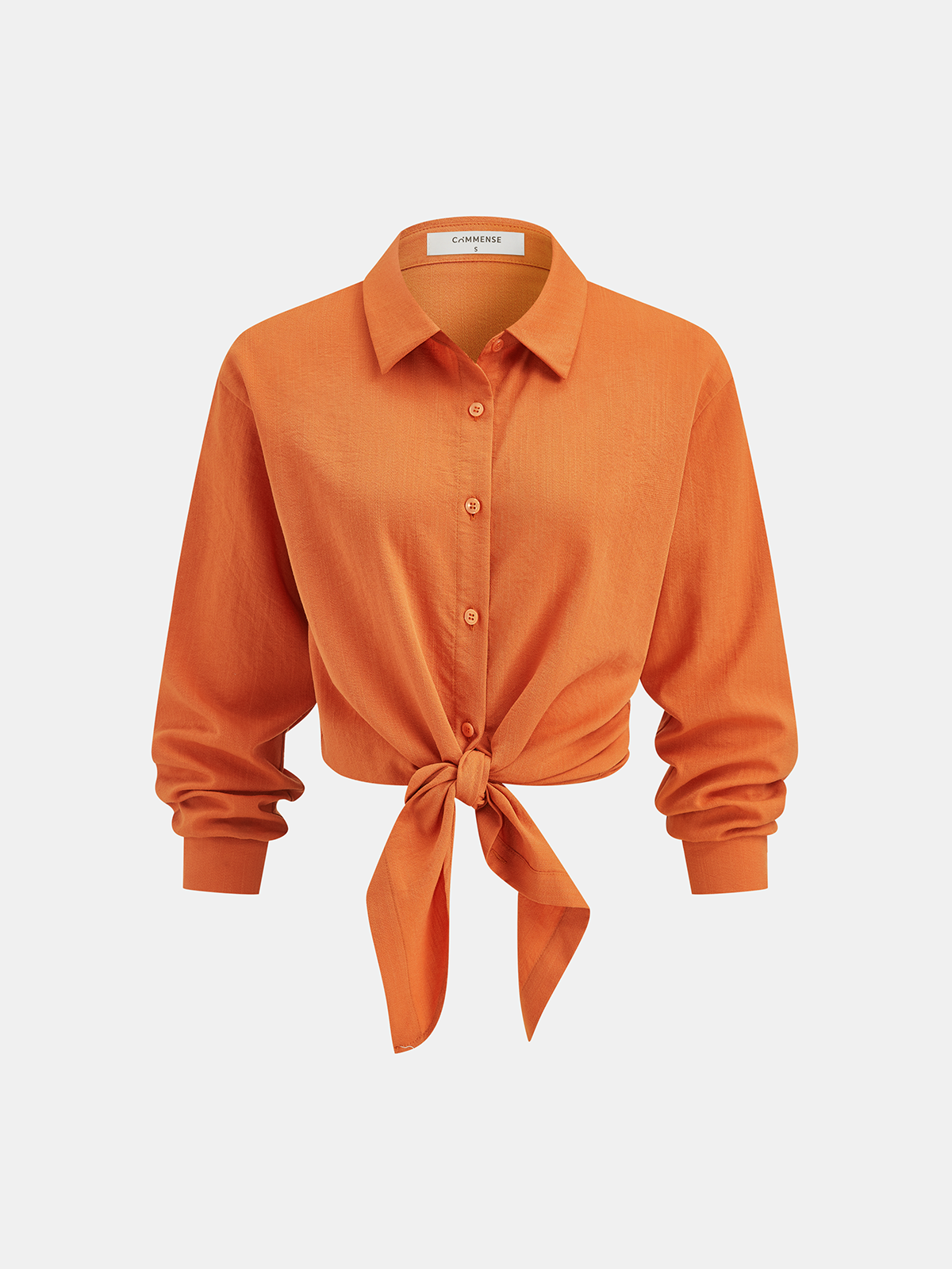 Knot-Front Shirt & Wide-Leg Pants Set-Chicvia