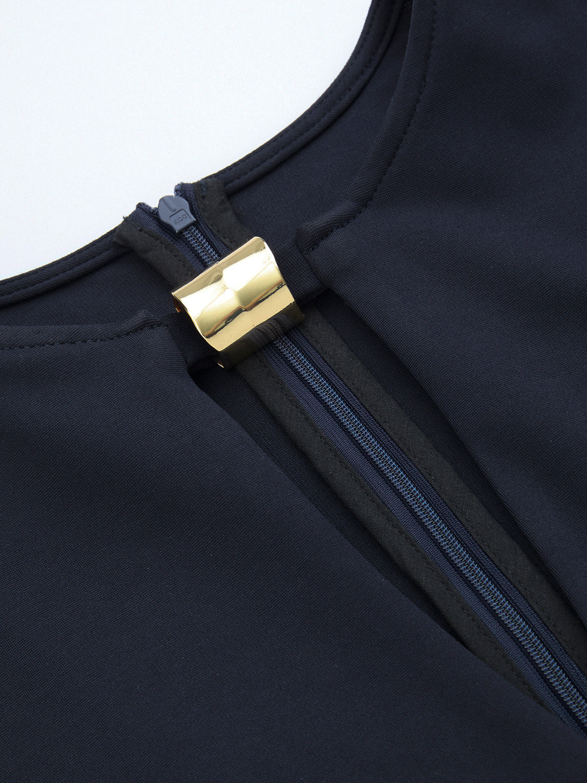 Metal Detail Keyhole Neck Midi Dress-Chicvia