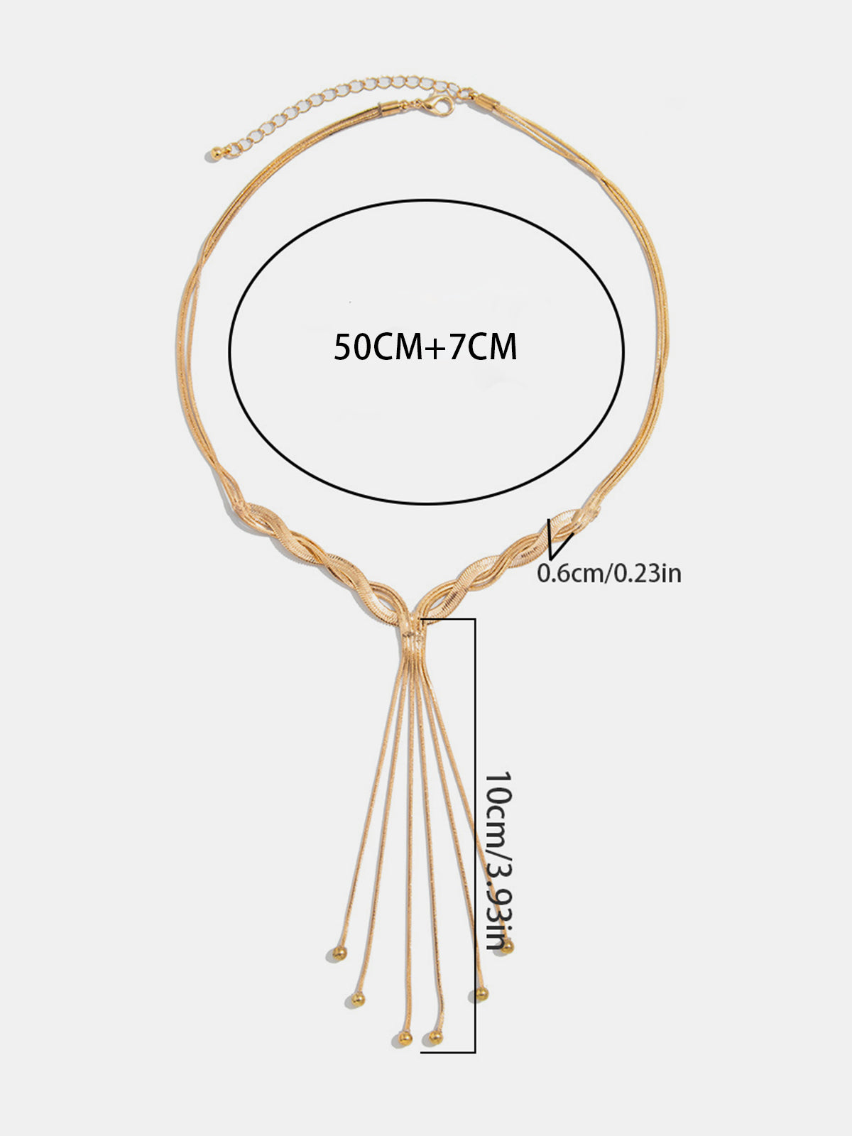 Golden Twisted Tassel Y-Shaped Necklace-Chicvia