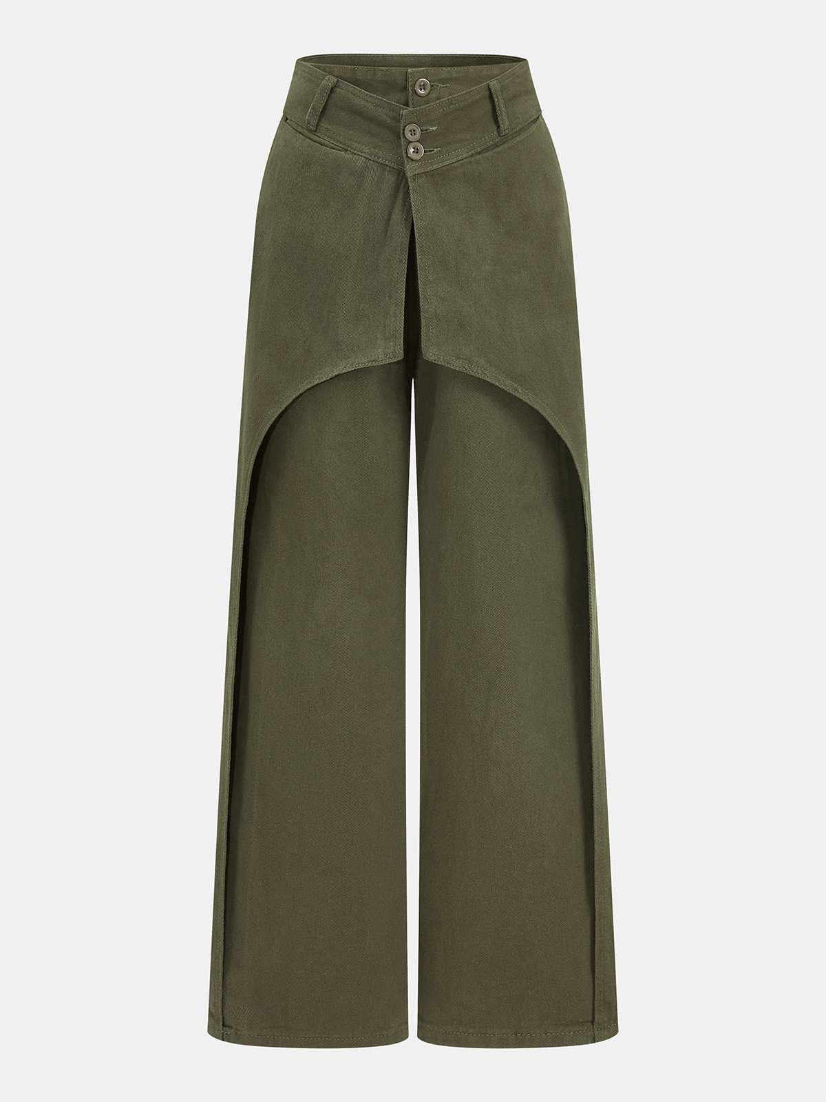 Overlay Panel Mid-Waist Wide-Leg Jeans-Chicvia