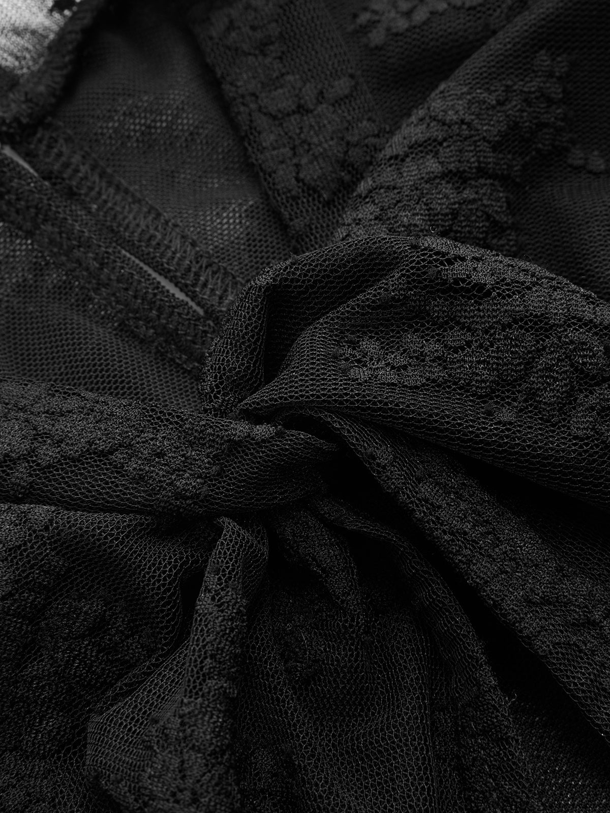 Lace Sheer-Sleeve & Cami Liner Two-Piece Mini Dress-Chicvia