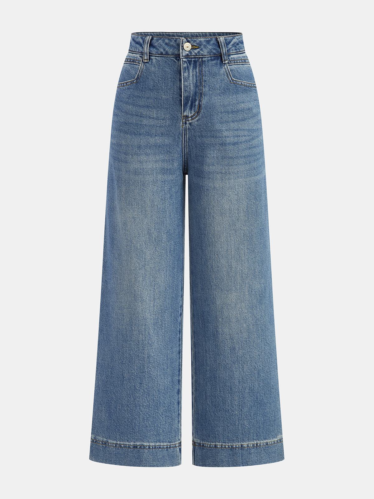 High-Waisted Wide-Leg Jeans-Chicvia