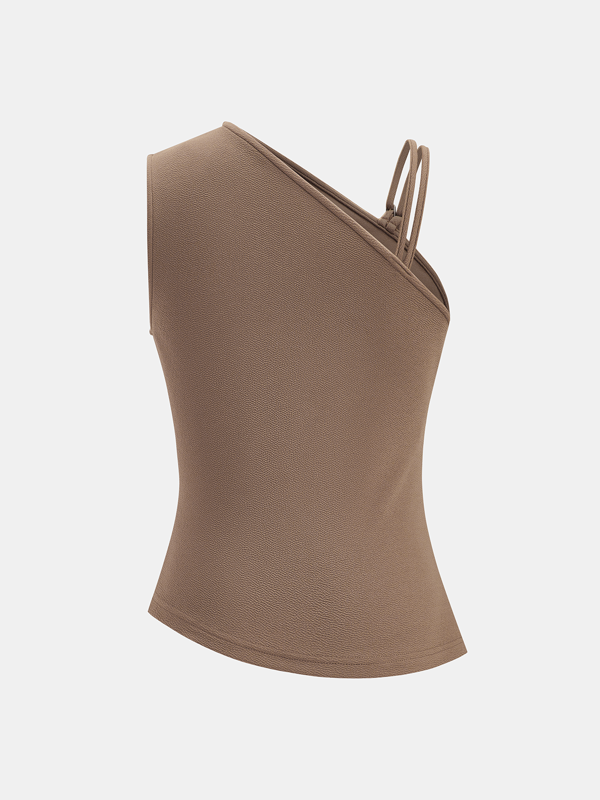 One-Shoulder Ruched Textured Top-Chicvia