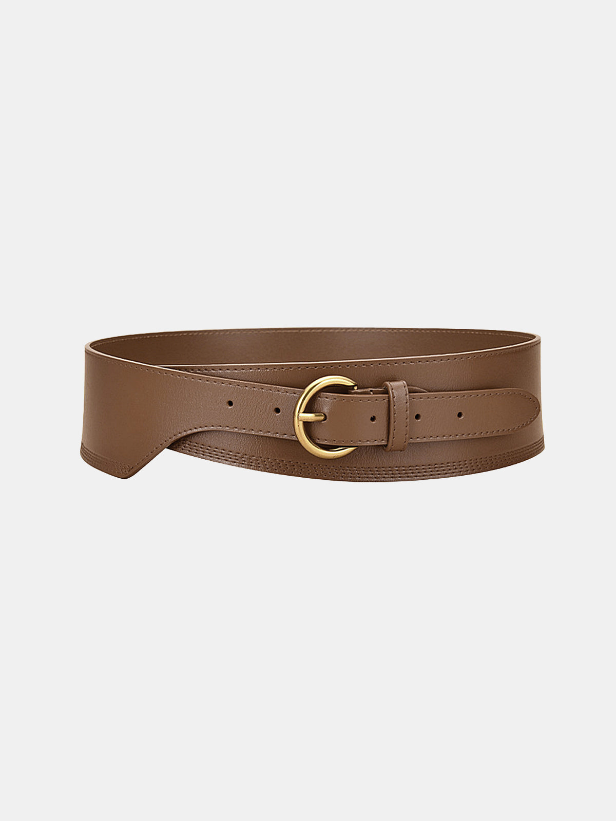 Metal Buckle Leather Wide Belt-Chicvia