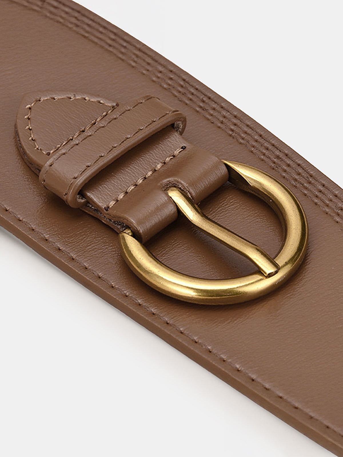 Metal Buckle Leather Wide Belt-Chicvia