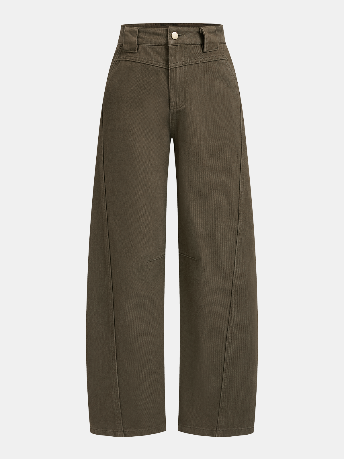 Denim Curved-Leg Jeans-Chicvia