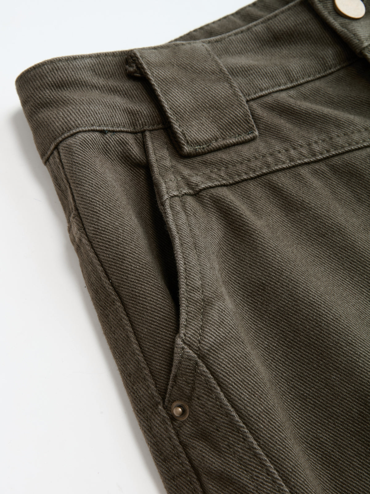 Denim Curved-Leg Jeans-Chicvia